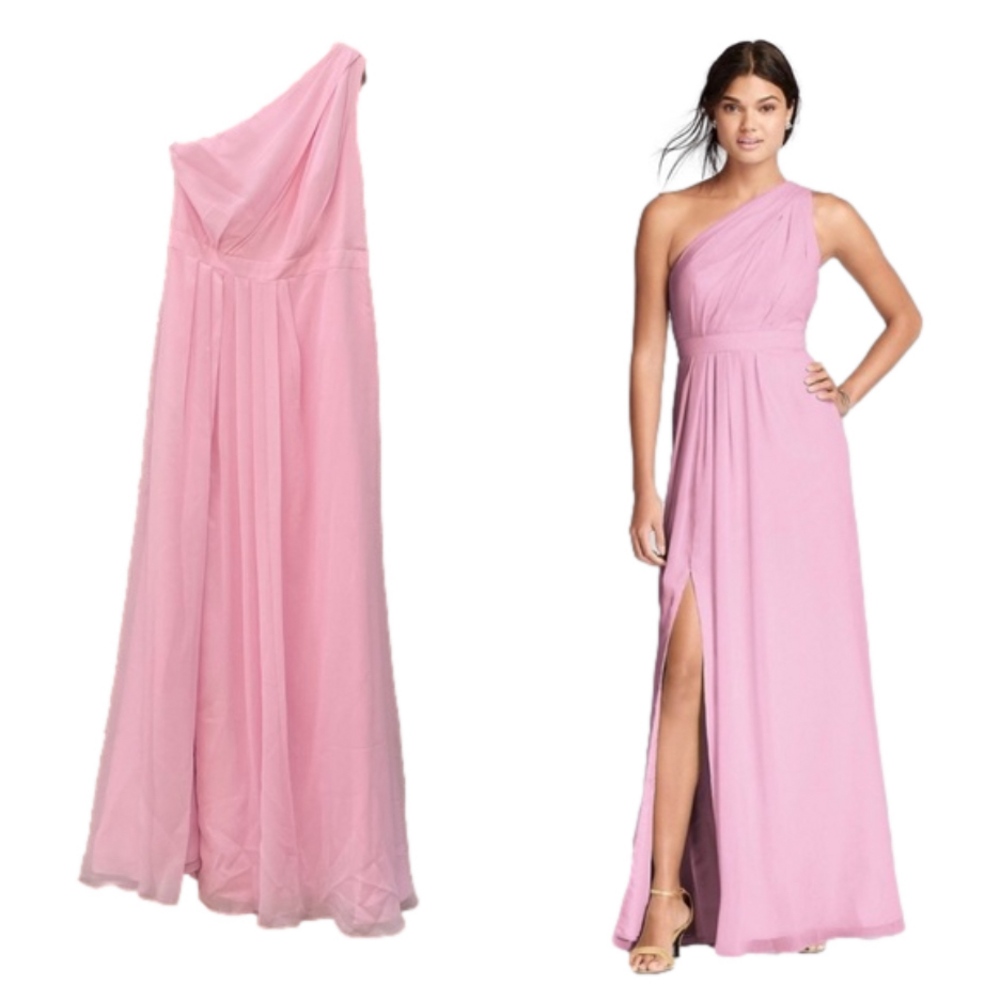 David's Bridal Pink One Shoulder Dress